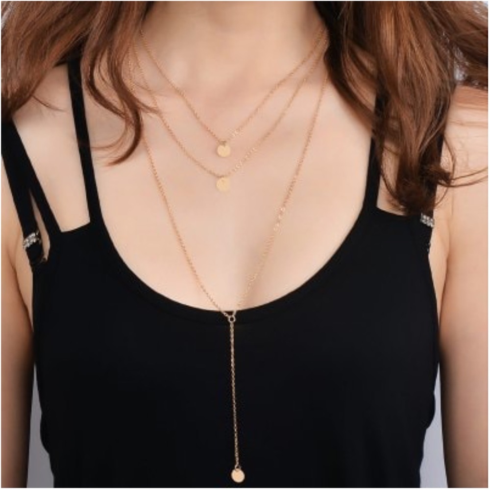 Disc Sequin Pendant Necklace 3-piece